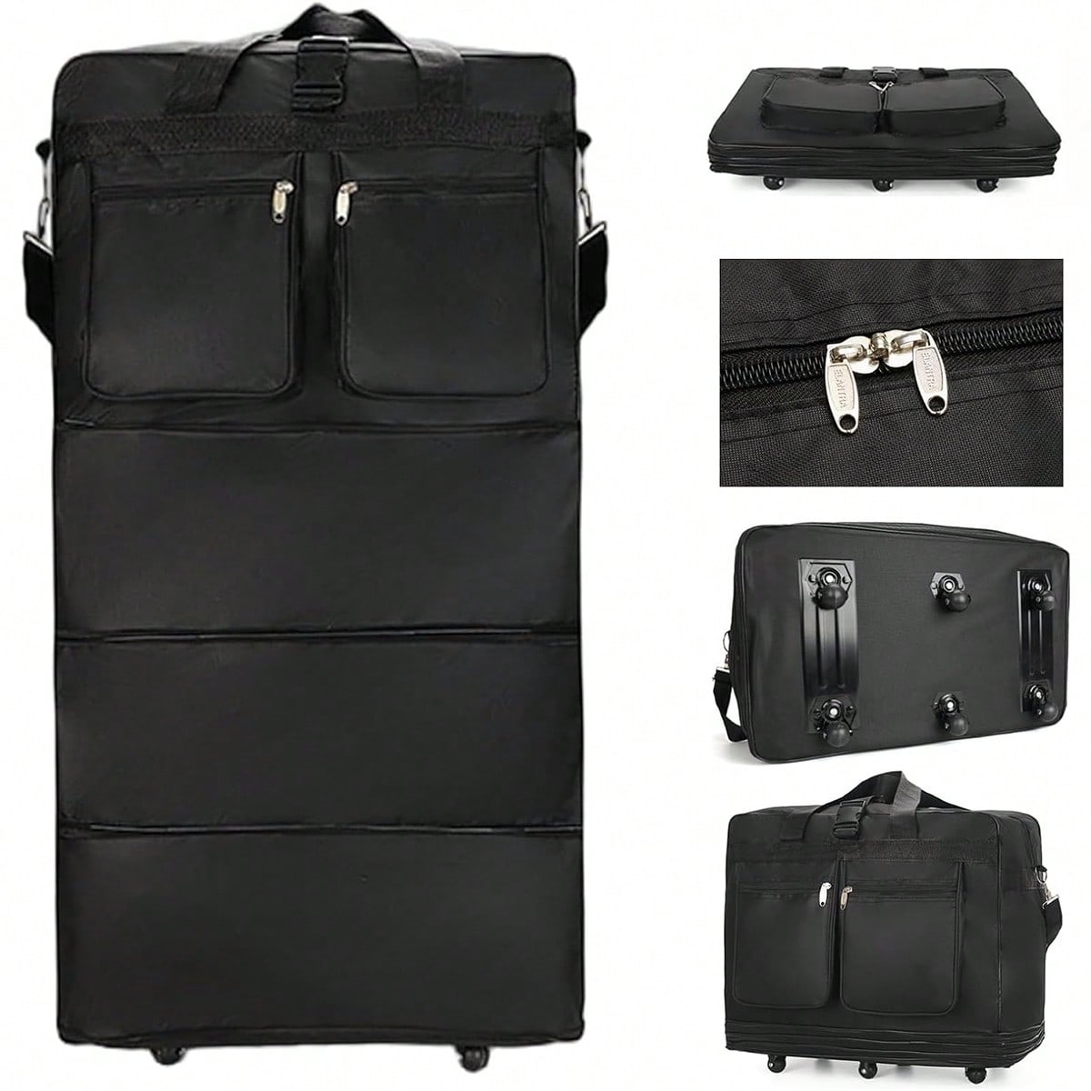 Foldable Rolling Luggage Bag - Bolsa de viaje con ruedas, de