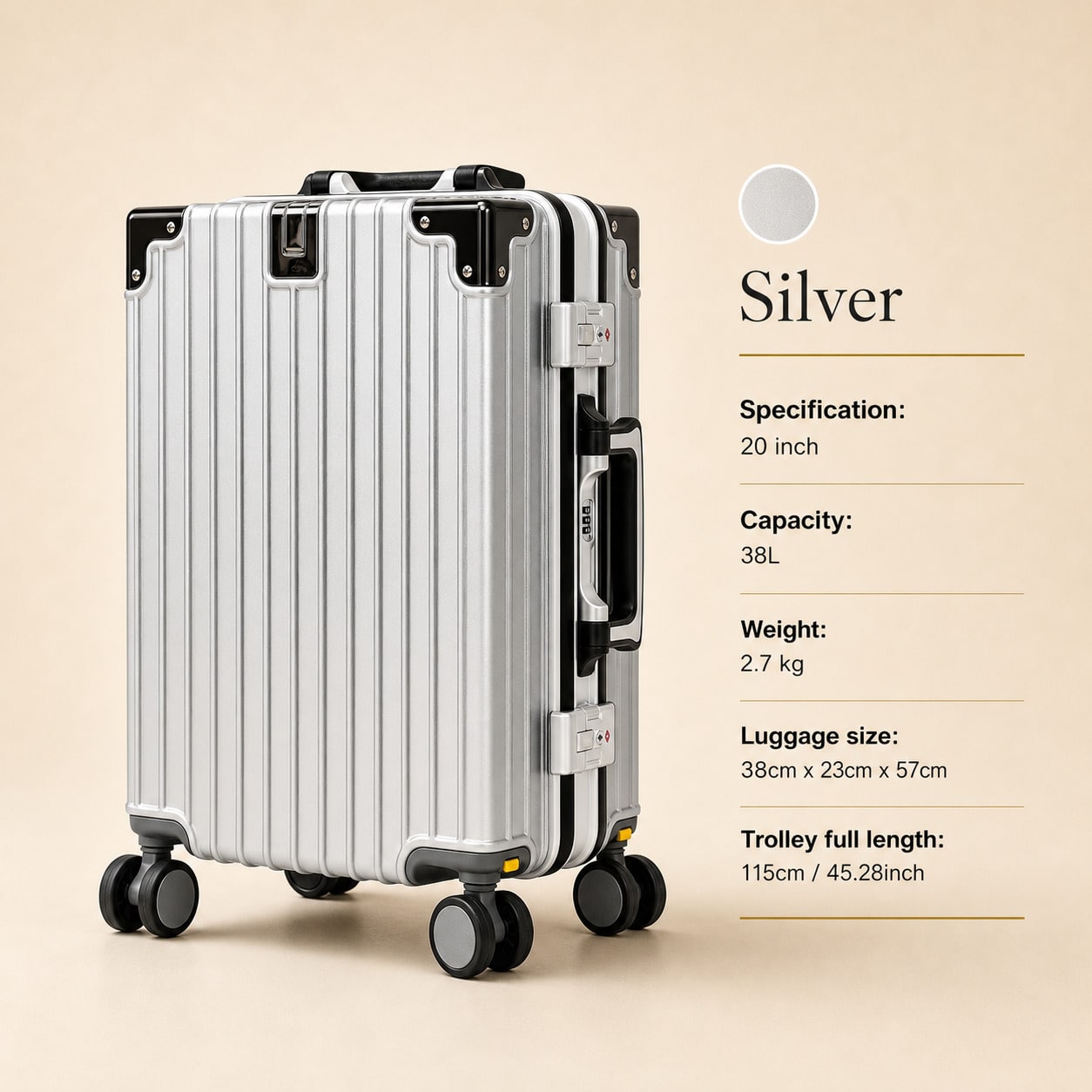 Maleta de cabina de 20 pulgada - Aluminum Frame Carry On Luggage reseña y precio