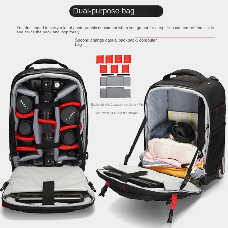 Mochila con Ruedas para Fotogr - Foldable Rolling Luggage Bag reseña y precio