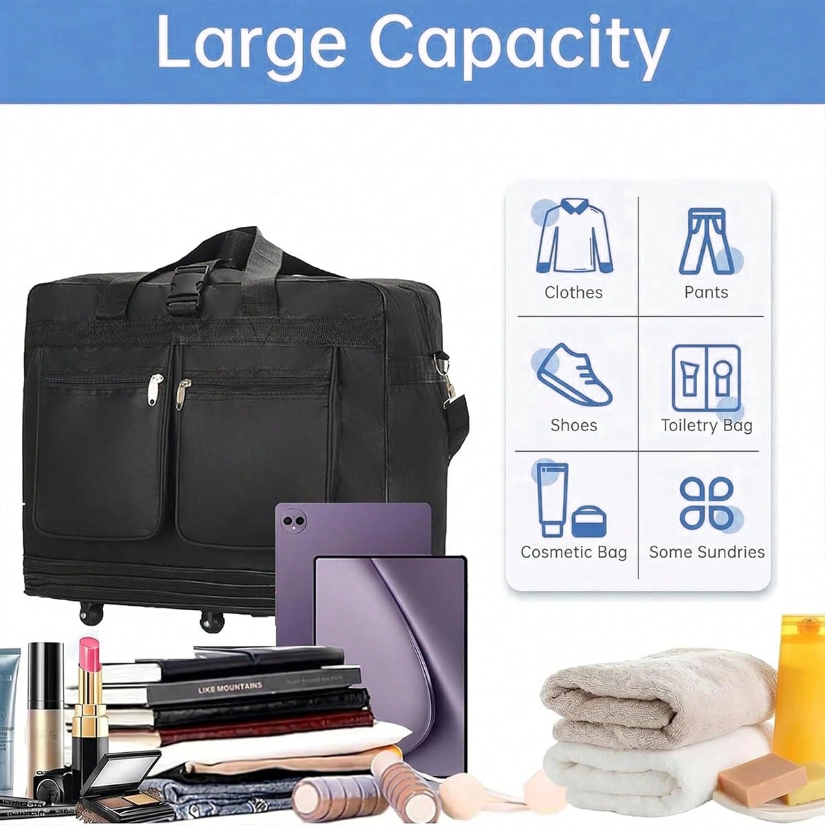 Bolsa de viaje con ruedas, de  - Foldable Rolling Luggage Bag reseña y precio