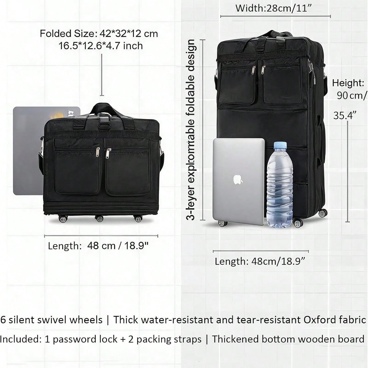 Bolsa de viaje con ruedas, de  - Foldable Rolling Luggage Bag reseña y precio